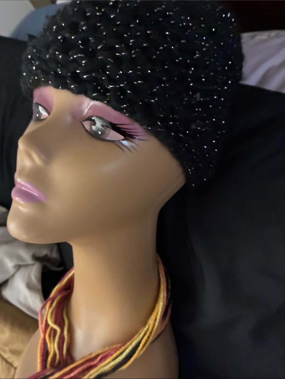 Stylish Black Beaded Women's Hat - Black